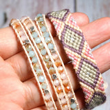 Bohemian Leather Wrap Bracelet Set - 2Pcs Yoga Bead Weave Bracelets for Women