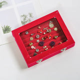 Vintage Velvet Jewelry Box - Glass Cover Display Storage