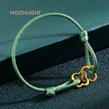 Adjustable Four Leaf Clover Charm Bracelet Classic Silk Rope Jewelry