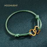 Adjustable Four Leaf Clover Charm Bracelet Classic Silk Rope Jewelry