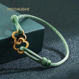 Adjustable Four Leaf Clover Charm Bracelet Classic Silk Rope Jewelry