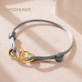 Silk Rope Heart Pendant Bracelet Women 14 Colors