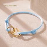 Silk Rope Heart Pendant Bracelet Women 14 Colors