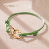 Silk Rope Heart Pendant Bracelet Women 14 Colors