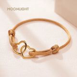Silk Rope Heart Pendant Bracelet Women 14 Colors