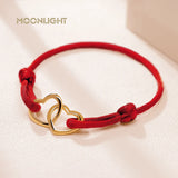 Silk Rope Heart Pendant Bracelet Women 14 Colors