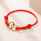 Silk Rope Heart Pendant Bracelet Women 14 Colors