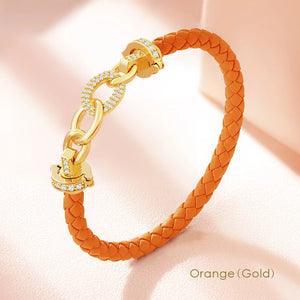 Women's Zircon Ring Leather Bracelet 8 Colors