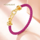 Women's Zircon Ring Leather Bracelet 8 Colors