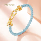 Women's Zircon Ring Leather Bracelet 8 Colors