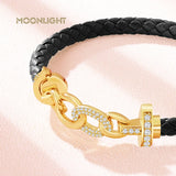 Women's Zircon Ring Leather Bracelet 8 Colors