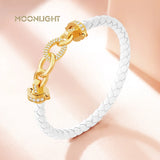 Women's Zircon Ring Leather Bracelet 8 Colors