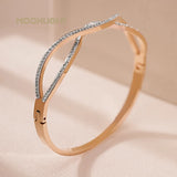 Stainless Steel Cubic Zirconia Cross Bangle