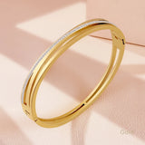 Stainless Steel Cubic Zirconia Cross Bangle