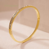 Women's Titanium Steel Bangle Bracelet with Cubic Zirconia