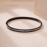 Women's Titanium Steel Bangle Bracelet with Cubic Zirconia