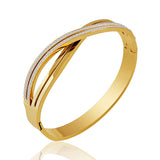 MOONLIGHT Golden Crown Titanium Steel Bangle Cubic Zirconia Bracelet