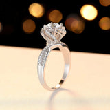 CZ Silver Flower Crystal Wedding Rings for Women