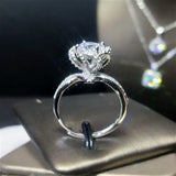 CZ Silver Flower Crystal Wedding Rings for Women