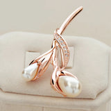 Rose CZ Crystal Pearl Brooch for Women Girls Flower Gift Drop Womens Jewelry