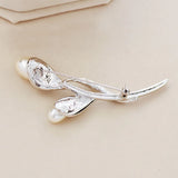 Rose CZ Crystal Pearl Brooch for Women Girls Flower Gift Drop Womens Jewelry