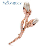 Rose CZ Crystal Pearl Brooch for Women Girls Flower Gift Drop Womens Jewelry