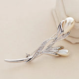Rose CZ Crystal Pearl Brooch for Women Girls Flower Gift Drop Womens Jewelry