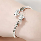 Silver Fish Open Bangle Bracelet for Women Girls Party Jewelry