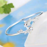 Silver Fish Open Bangle Bracelet for Women Girls Party Jewelry