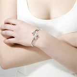 Silver Fish Open Bangle Bracelet for Women Girls Party Jewelry
