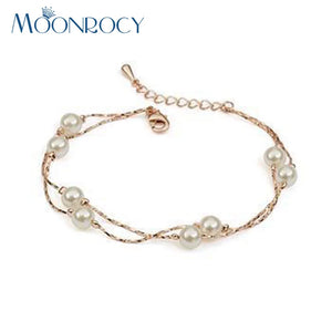 Vintage Rose Pearl Bracelets for Women Girls Gift