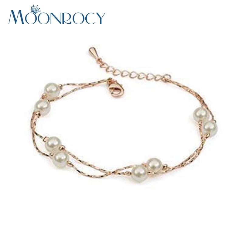 Vintage Rose Pearl Bracelets for Women Girls Gift