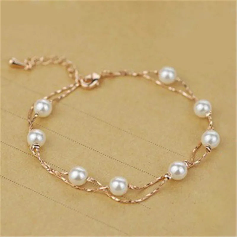 Vintage Rose Pearl Bracelets for Women Girls Gift