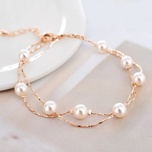 Vintage Rose Pearl Bracelets for Women Girls Gift