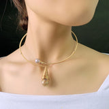 Brass Torque Women's Pearl Necklace