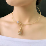 Brass Torque Women's Pearl Necklace