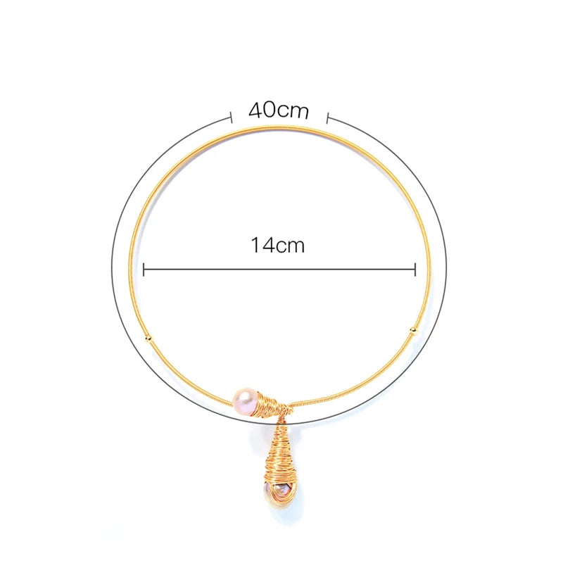 Brass Torque Women's Pearl Necklace
