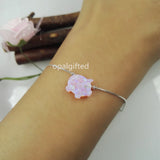 Cute Pig Opal Bracelet with CZ Eye, Light Pink, 11*12mm