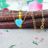 Fire Dream Pink Opal Heart Pendant Necklace