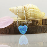 Fire Dream Pink Opal Heart Pendant Necklace