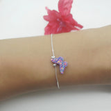 925 Silver Opal Purple Butterfly Women's Bracelet