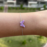 Light OP06 Synthetic Opal Butterfly Bracelet with 925 Silver O Chain