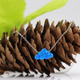 Blue/Clear Opal Necklace 925 Silver Chain