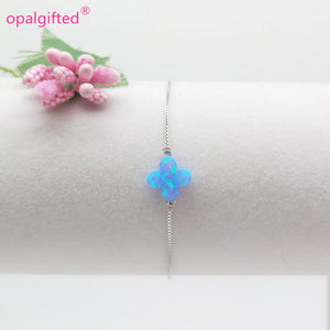 10mm Fire Light Opal Bracelet with 925 Silver Clover