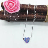 10mm Opal Red Heart Bracelet with 925 Silver