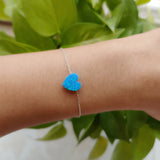 10mm Synthetic Opal Heart Bracelet with 925 Silver