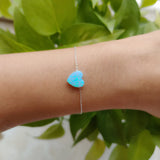 10mm Synthetic Opal Heart Bracelet with 925 Silver