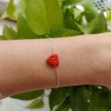 10mm Synthetic Opal Heart Bracelet with 925 Silver