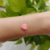 10mm Synthetic Opal Heart Bracelet with 925 Silver