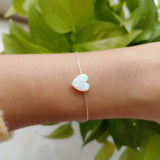10mm Synthetic Opal Heart Bracelet with 925 Silver